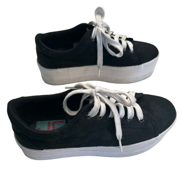 JC Play by Jeffrey Campbell Black Canvas 2” Platform Creeper Sneakers US Size 8 - Picture 1 of 9